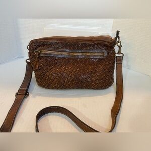 Langellotti Crossbody Brown Leather Handbag Purse Y2K Retro Boho Shoulder Tan